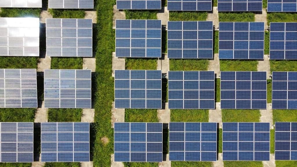 birds eye view solar panels